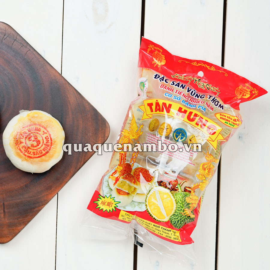 Bánh pía Tân Hưng không trứng đâu xanh sầu riêng 480g Bánh pía Tân Hưng không trứng đâu xanh sầu riêng 480g