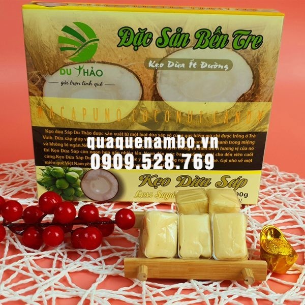 Kẹo dừa sáp ít đường Bến Tre Du Thảo 400g
