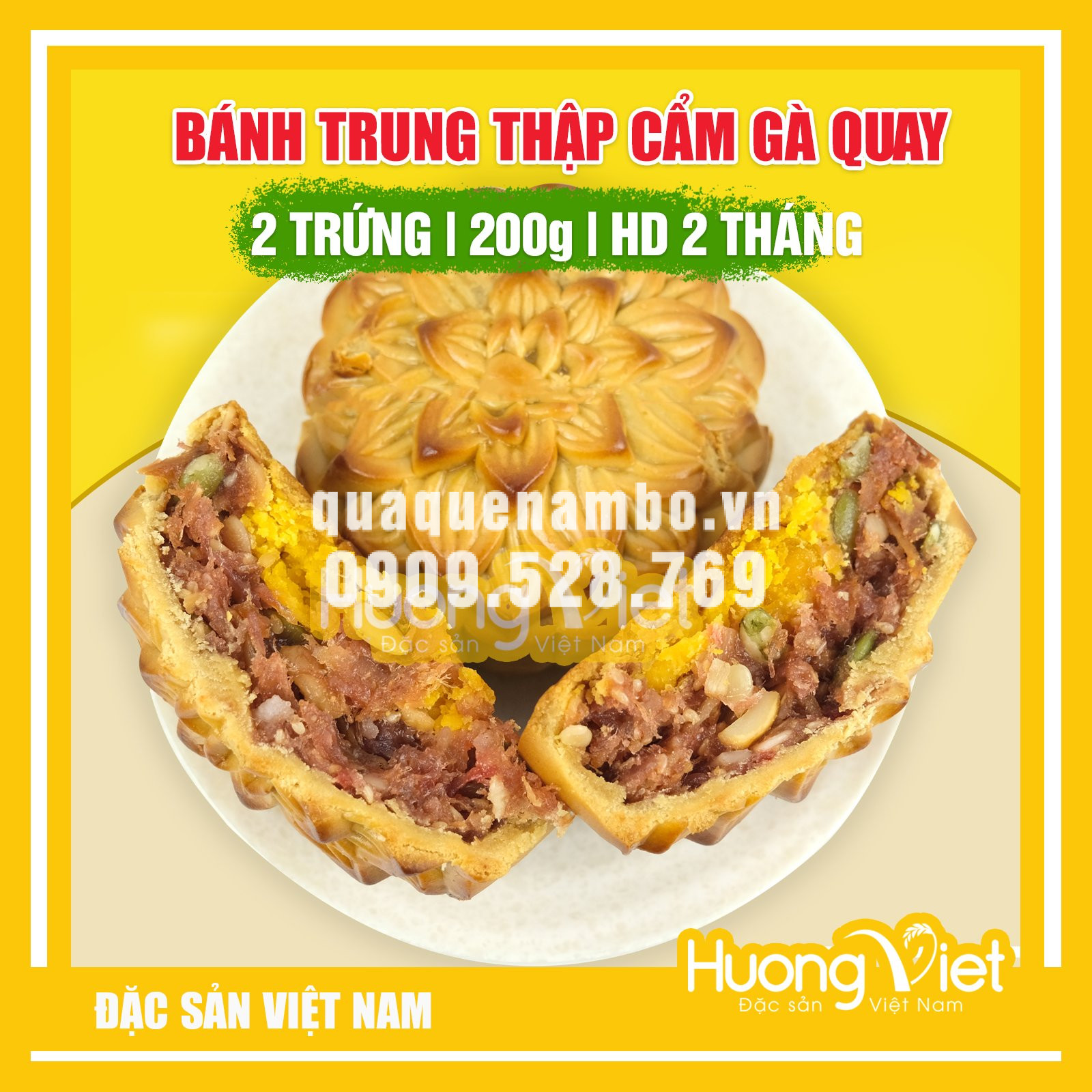 Bánh trung thu thập cẩm gà quay 2 trứng 200g - MS13 Bánh trung thu thập cẩm gà quay 2 trứng 200g - MS13