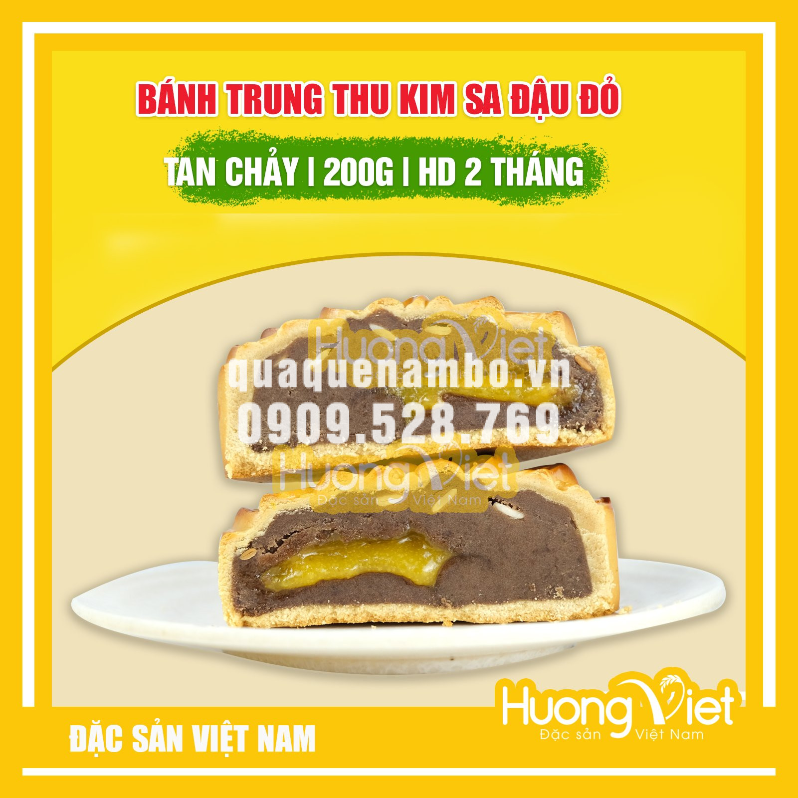 Bánh trung thu kim sa đậu đỏ trứng tan chảy 200g - MS53 Bánh trung thu kim sa đậu đỏ trứng tan chảy 200g - MS53
