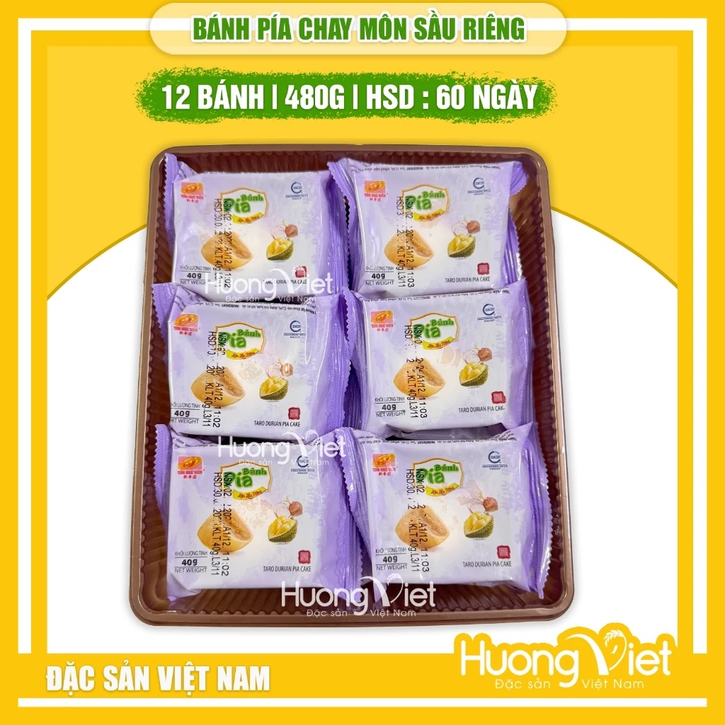 Bánh Pía Chay Khoai Môn Sầu Riêng Tân Huê Viên 480g Bánh Pía Chay Khoai Môn Sầu Riêng Tân Huê Viên 480g