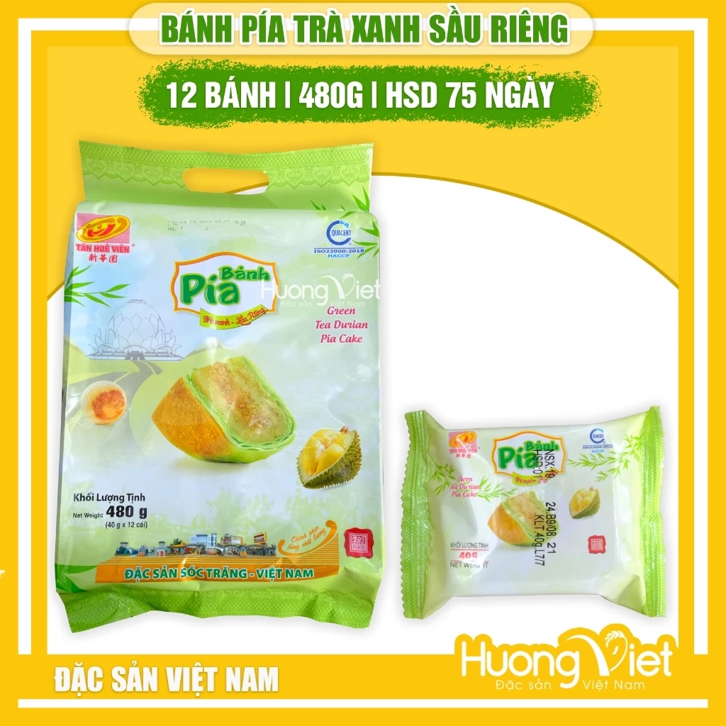 Bánh Pía Chay Trà Xanh Sầu Riêng Tân Huê Viên 480g Bánh Pía Chay Trà Xanh Sầu Riêng Tân Huê Viên 480g