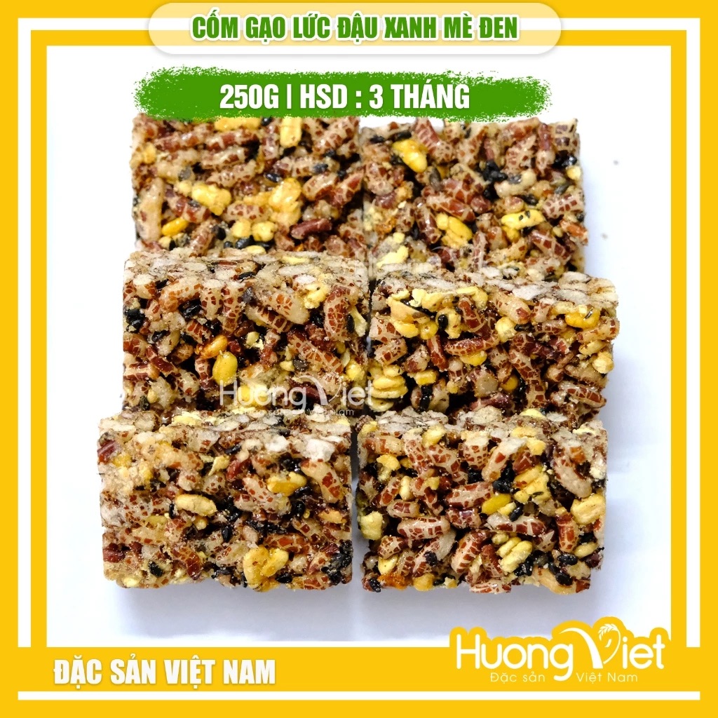 Cốm Gạo Lức Đậu Xanh Mè Đen Hộp 250g
