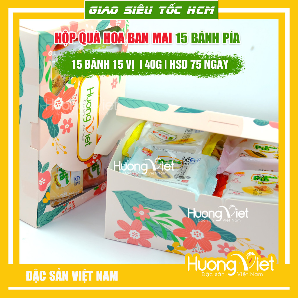Hộp quà Bánh Pía Hoa Ban Mai 15 vị Tân Huê Viên Hộp quà Bánh Pía Hoa Ban Mai 15 vị Tân Huê Viên