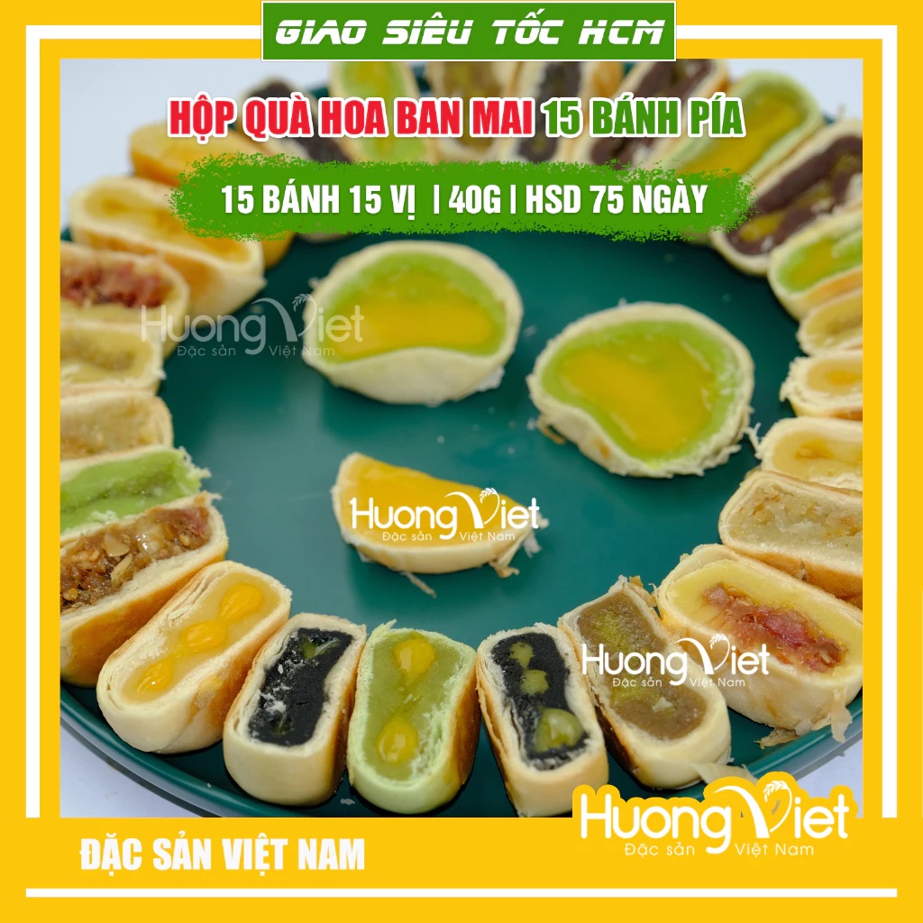 Hộp quà Bánh Pía Hoa Ban Mai 15 vị Tân Huê Viên Hộp quà Bánh Pía Hoa Ban Mai 15 vị Tân Huê Viên
