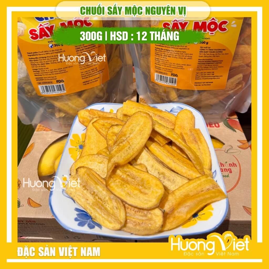 Chuối Sấy Mộc Không Đường túi zip 300g