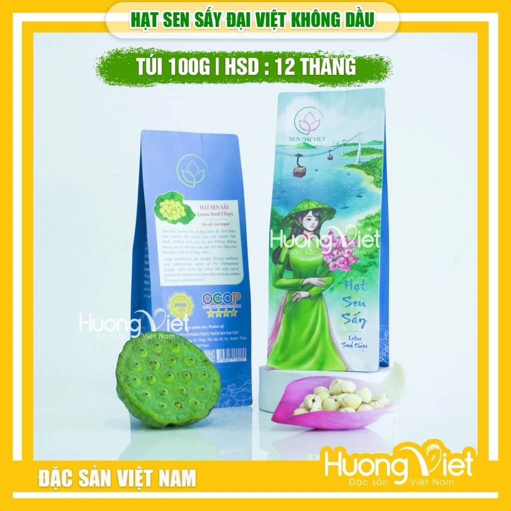 Hạt Sen Sấy Đại Việt túi 100g Hạt Sen Sấy Đại Việt túi 100g