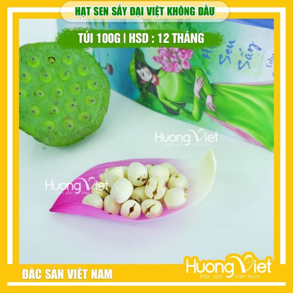 Hạt Sen Sấy Đại Việt túi 100g Hạt Sen Sấy Đại Việt túi 100g