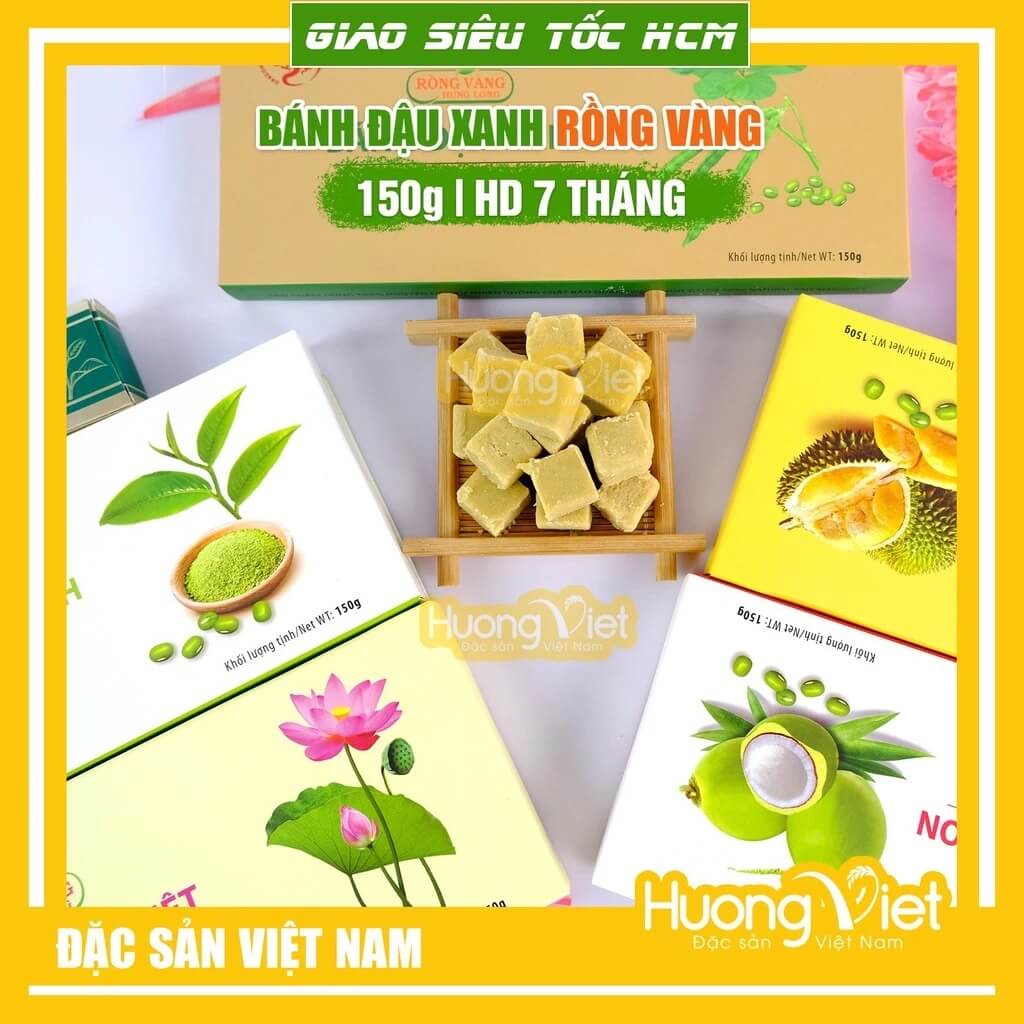 Bánh Đậu Xanh Rồng Vàng Hưng Long Nguyên Chất 150g