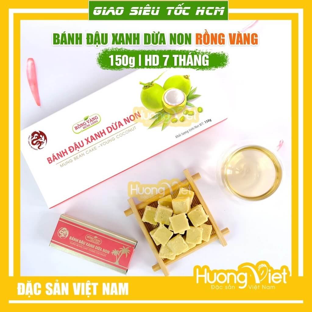 Bánh Đậu Xanh Rồng Vàng Hưng Long Nguyên Chất 150g