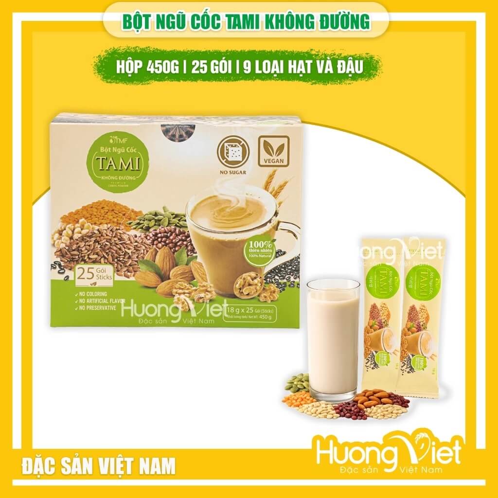 Bột Ngũ Cốc Không Đường TAMI hộp 450g
