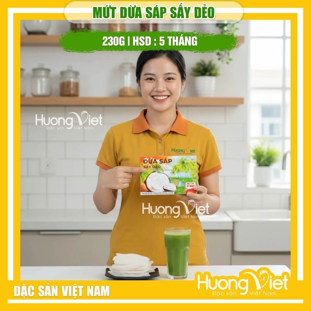 Dừa Sáp Sấy Dẻo VICOSAP hộp 230g Dừa Sáp Sấy Dẻo VICOSAP hộp 230g
