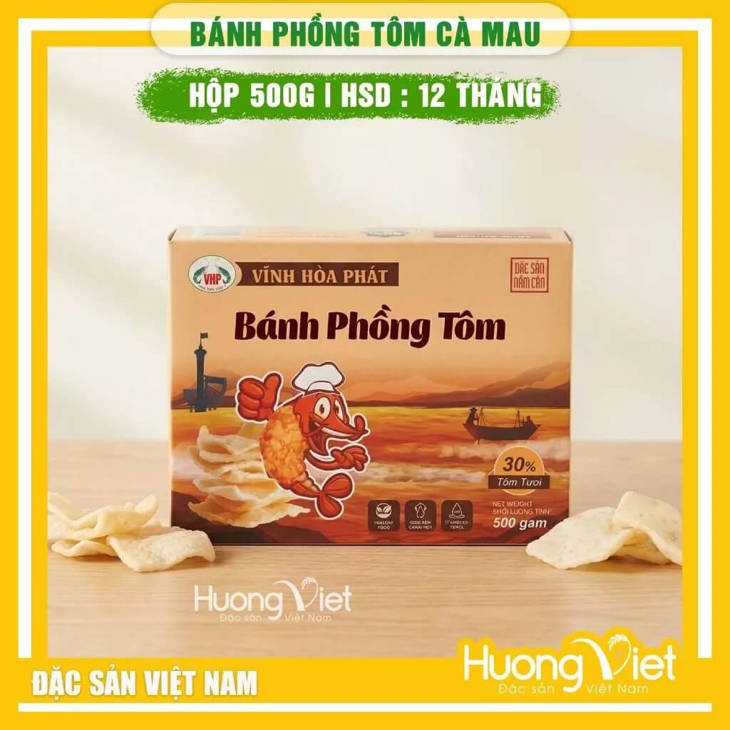 Bánh Phồng Tôm Cà Mau Vĩnh Hoà Phát hộp 500g