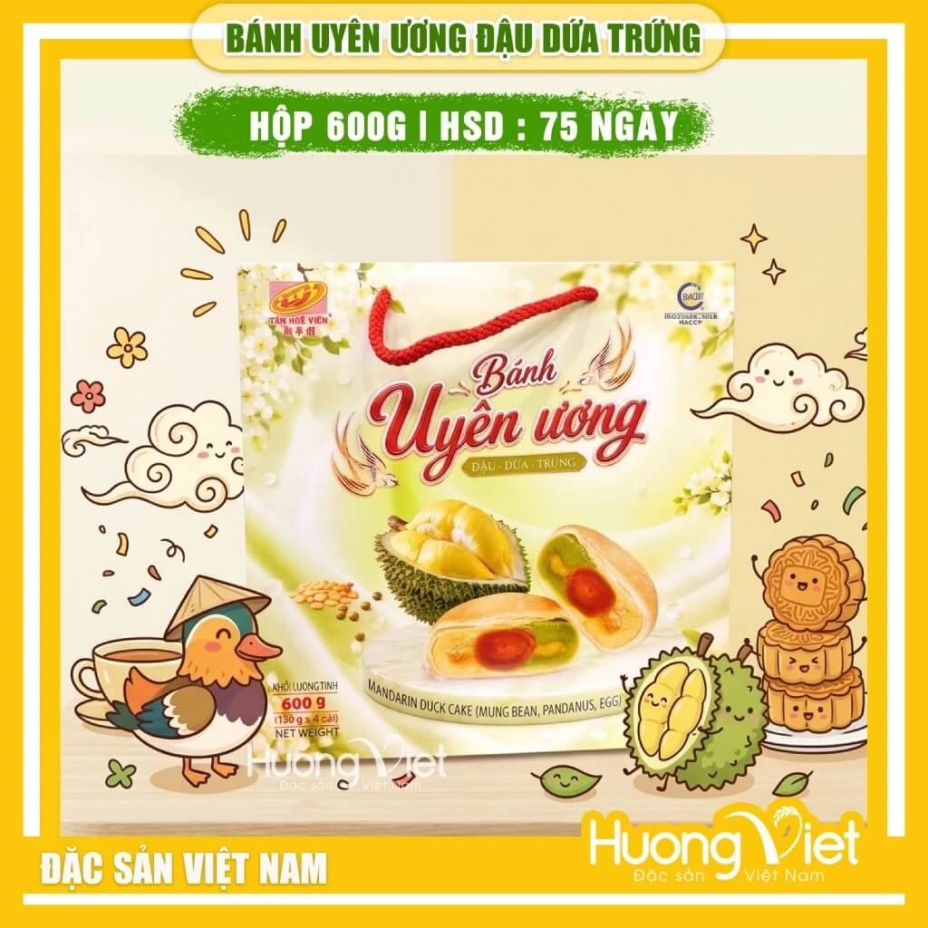 Bánh Pía Uyên Ương Đậu Dứa Trứng Tân Huê Viên hộp 600g Bánh Pía Uyên Ương Đậu Dứa Trứng Tân Huê Viên hộp 600g