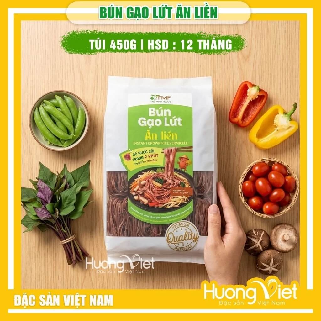 Bún Gạo Lứt Ăn Liền Tâm Minh túi 450g Bún Gạo Lứt Ăn Liền Tâm Minh túi 450g