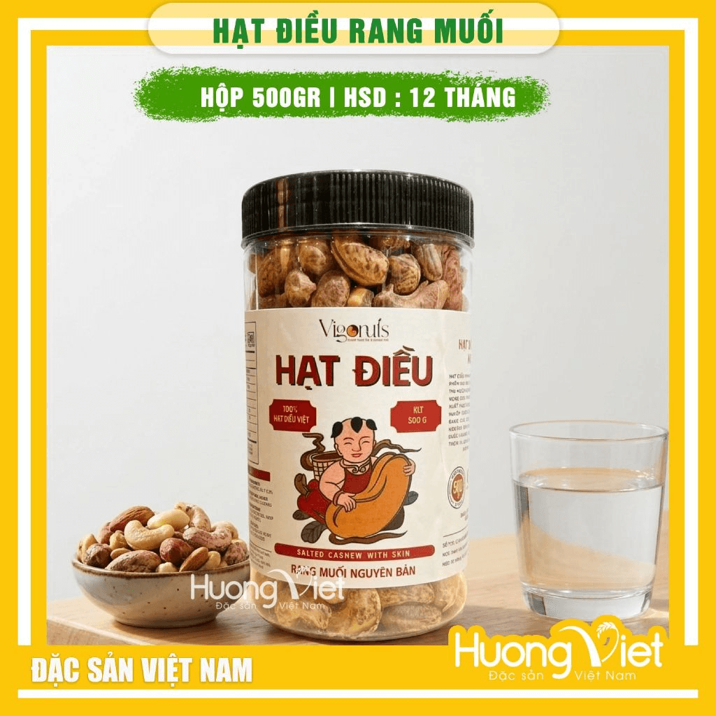 Hạt Điều Rang Muối hộp 500g Hạt Điều Rang Muối hộp 500g