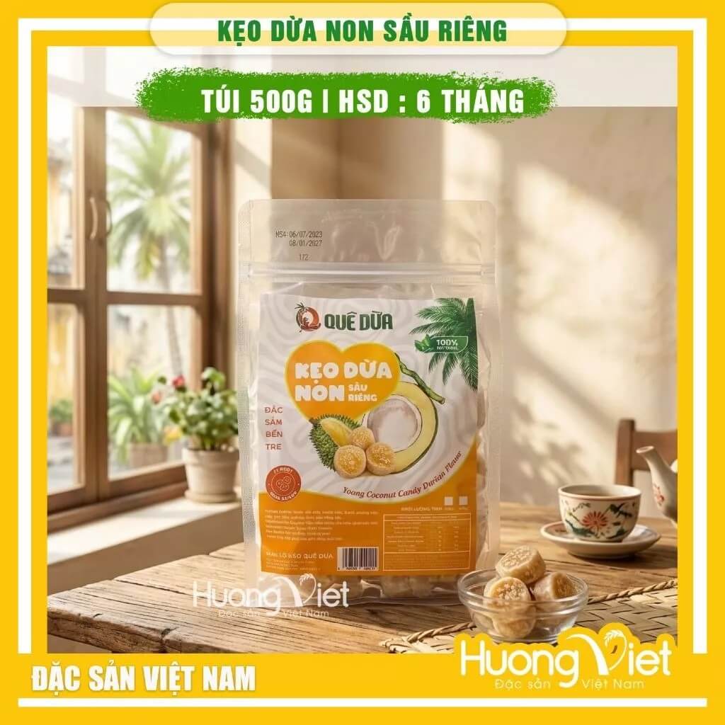 Kẹo Dừa Non Truyền Thống Quê Dừa túi 500g Kẹo Dừa Non Truyền Thống Quê Dừa túi 500g