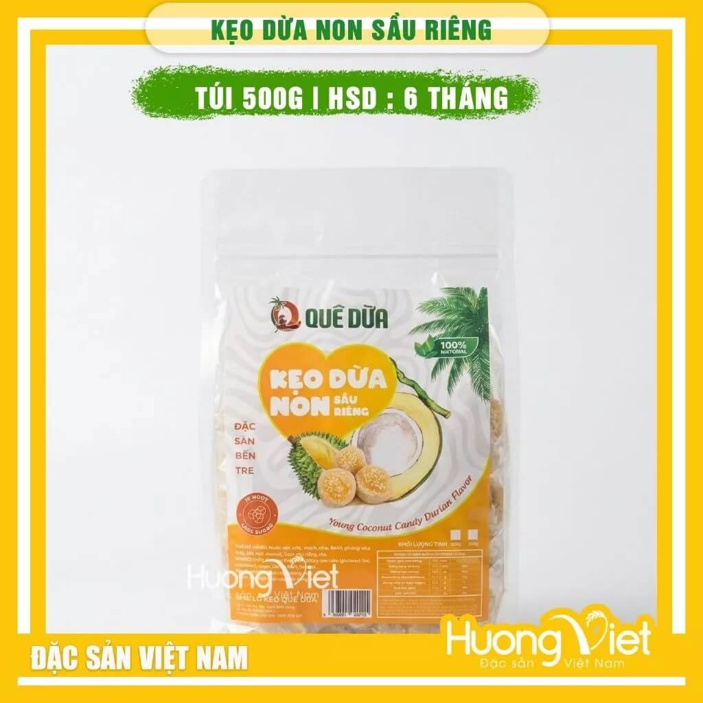 Kẹo Dừa Non Truyền Thống Quê Dừa túi 500g Kẹo Dừa Non Truyền Thống Quê Dừa túi 500g