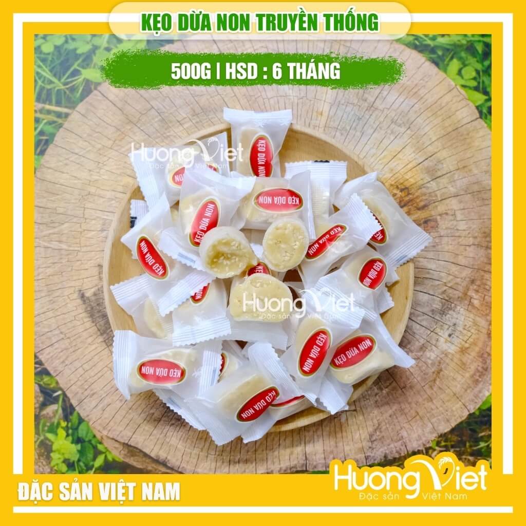 Kẹo Dừa Non Truyền Thống Quê Dừa túi 500g Kẹo Dừa Non Truyền Thống Quê Dừa túi 500g